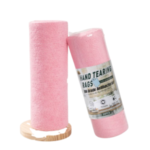 Pink Premium Hand-Tearing Microfiber Cleaning Rags (20PCS Roll)